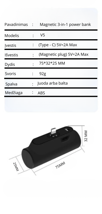 Magnetinis nešiojamas įkroviklis